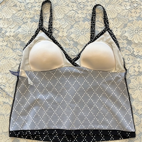 Christina black & white swim bathing suit top. Tankini, padded bra cups Size 10 - Picture 4 of 14